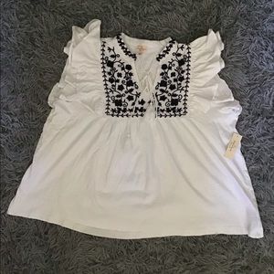 Keep in Touch White Embroidered sleeveless top